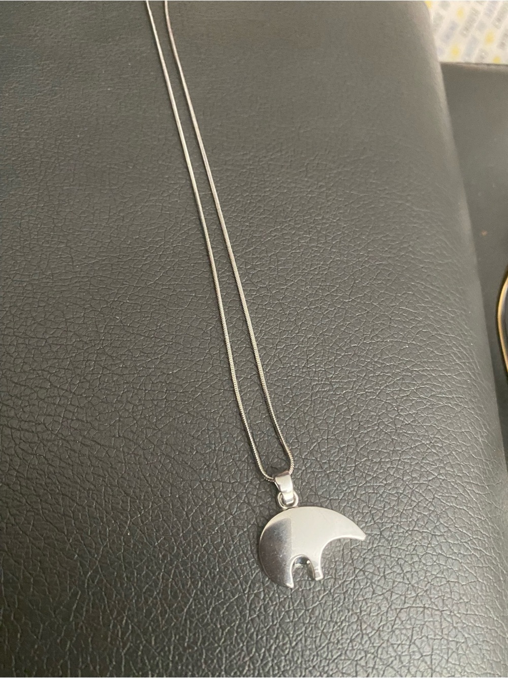 Polished Silver Bear Pendant Necklace - Silver